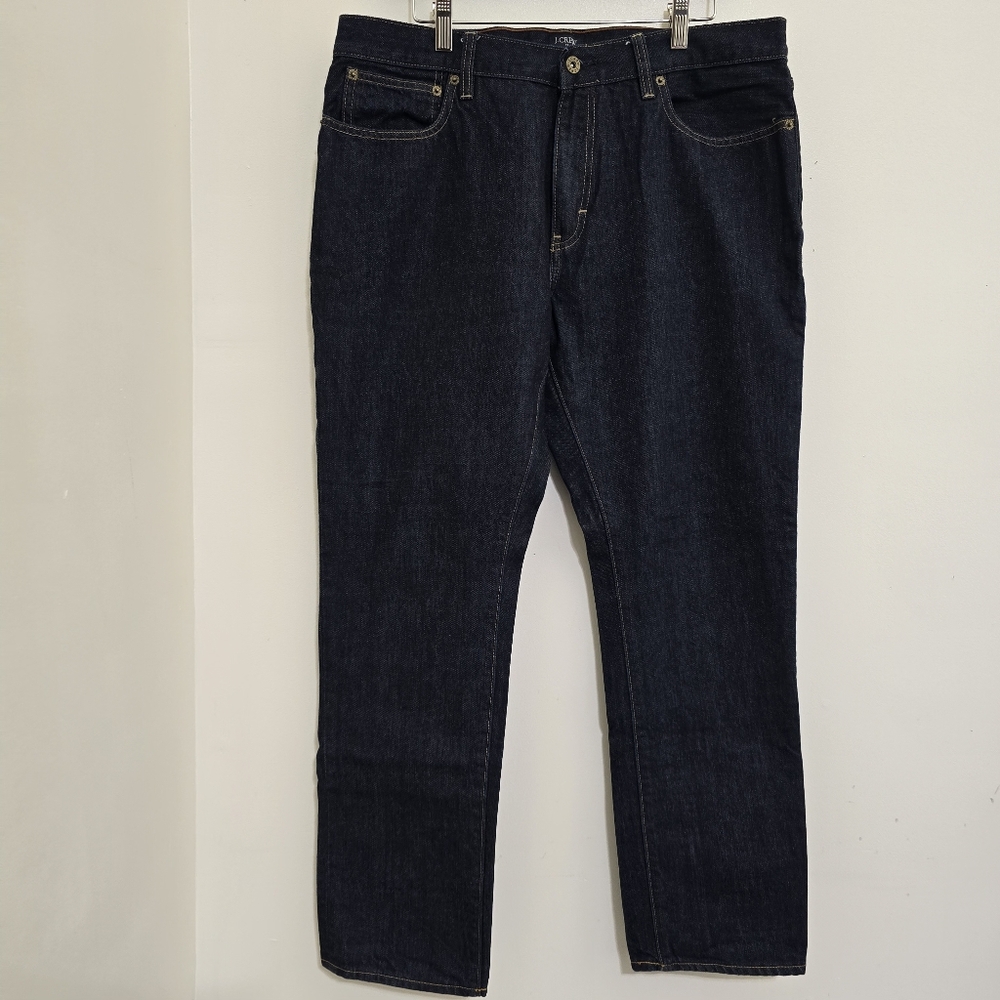 J. CREW size 36 x 30 The Driggs Straight Leg Jeans Dark Wash‎ Blue Denim